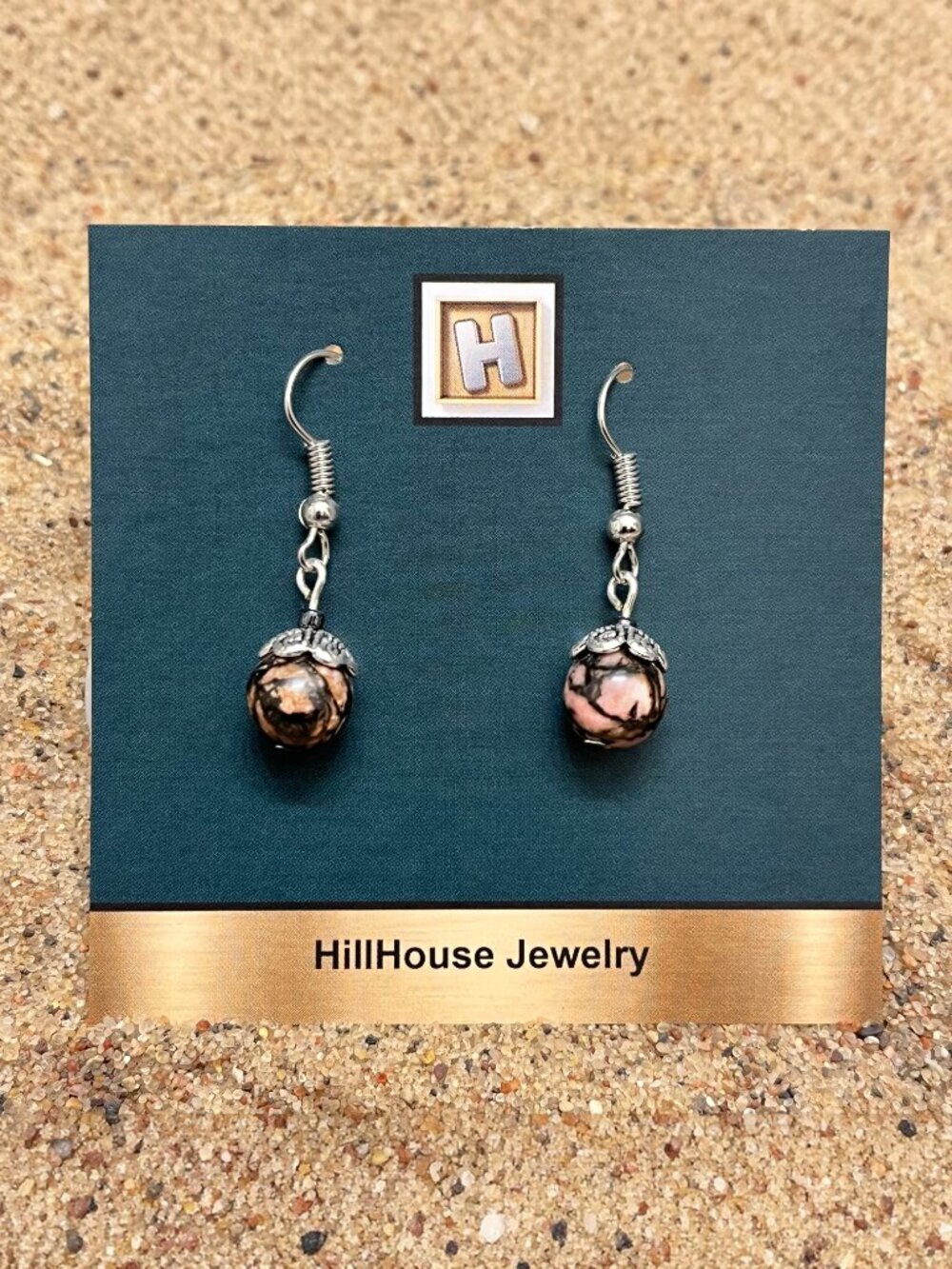 Rhodonite Drop Earrings | Handmade - Picture 6 of 6